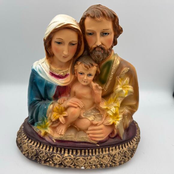 Vintage Holy Family Statue Jesus Mary Joseph Catholic Nativity Figurine Decor - Picture 1 of 10